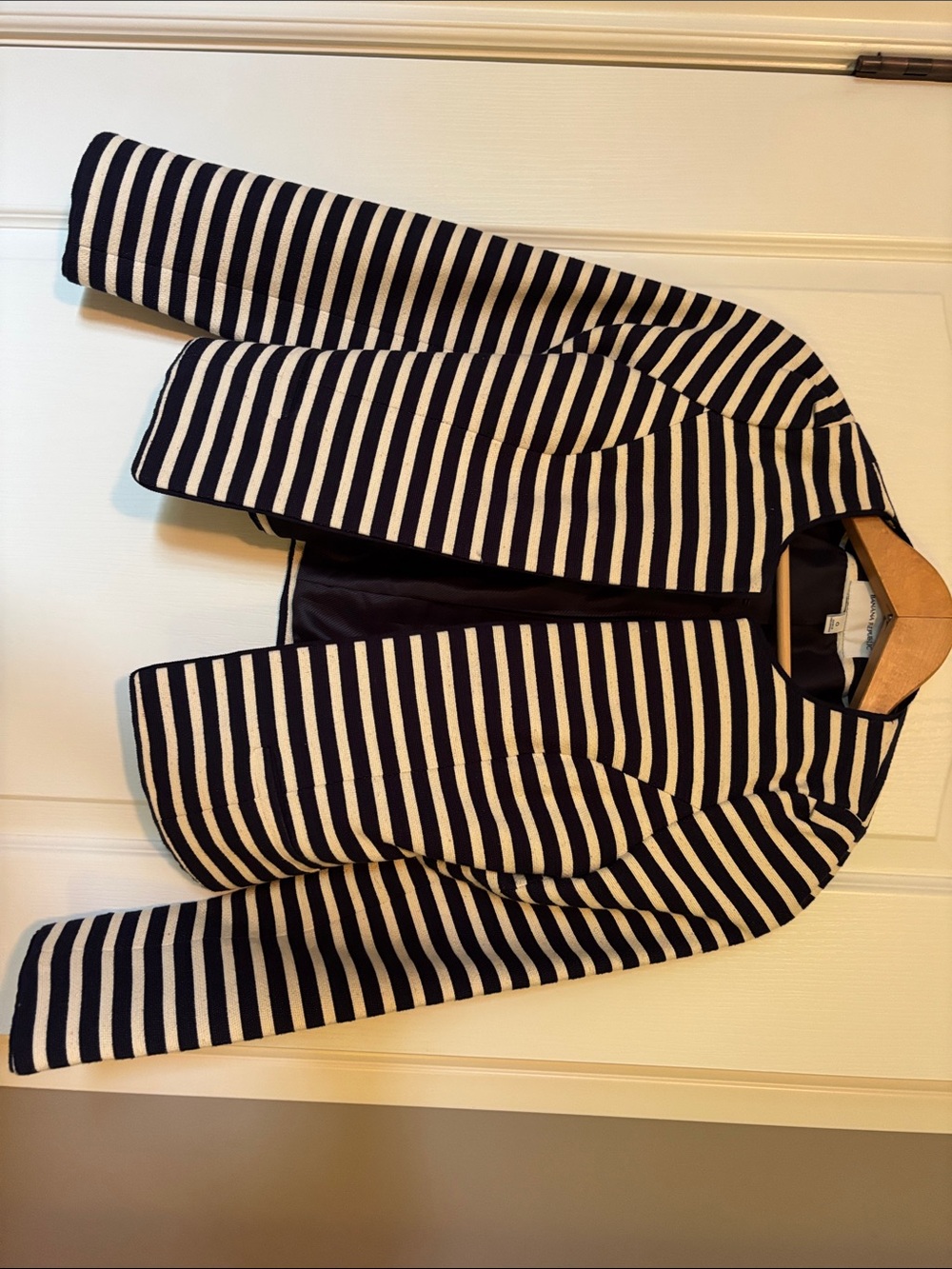 Banana Republic Navy and White Striped Blazer